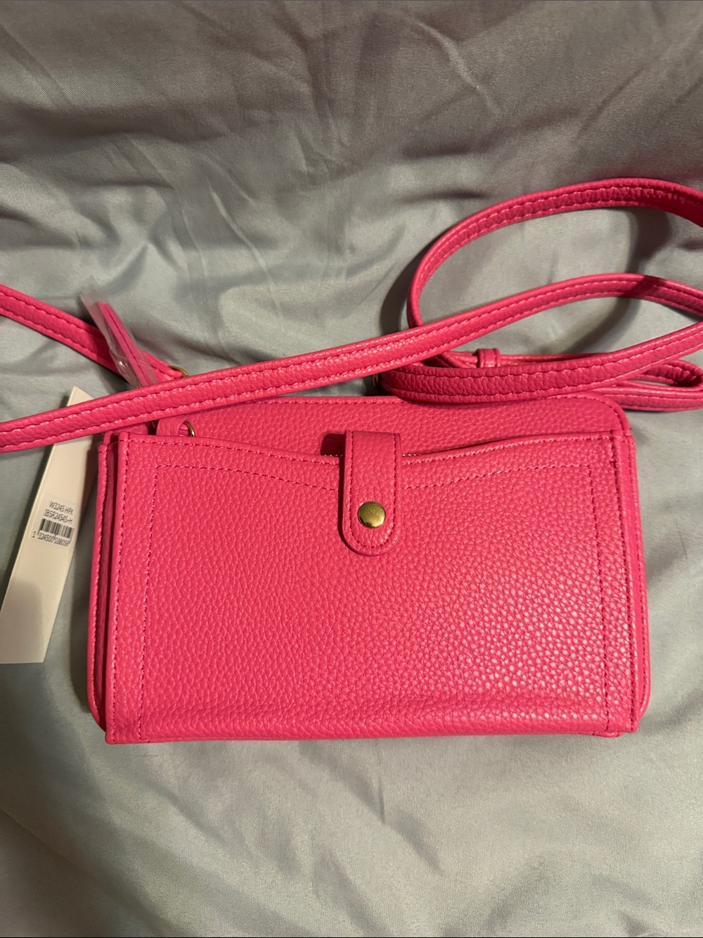 Vibrant Hot Pink Crossbody Wallet Bag with Adjustable Strap